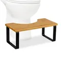 Produktbild: Relaxdays Toilettenhocker, Hellbraun, Holz, Metall, Kunststoff, 44.5x18x23 cm, Badezimmer, WC Ausstattung, WC Sitze