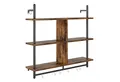 Produktbild: Bestier Wandregal Schweberegale, Küchenregal, Wandmontage, 3 Etagen – 105 x 96 x 23.8 cm, Vintage Holzregal 8-tlg., mit 8 Haken für Küche, Bad, Schlafzimmer