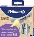 Produktbild: Pelikan Textmarker 490 eco. Menge pro Packung: 6 Stück(e), Schreibfarben: Mehrfarbig, Typ der Spitze: Meißel. Verpackungsart: Karton mit Aufhänger (823432)