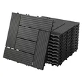 Produktbild: ECD Germany WPC Terrassenfliesen 30x30 cm/11 Stück=1m², Anthrazit Mosaik, Holzoptik, Bodenbelag mit Klicksystem und Drainage, Terrassendielen Balkonfliesen, Klickfliesen für Terrasse Garten und Balkon