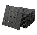 Produktbild: ECD Germany Terrassendielen WPC Bodenplatte Terrassenfliesen Fliesen mit Drainage und Klicksystem, BxL: je 30x30 cm, 22 mm Stärke, Bodenbelag 1m²/11 Stück Anthrazit rutschfest Balkonfliesen