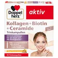 Produktbild: Doppelherz Kollagen + Biotin + Ceramide - Biotin, Vitamin B2, Niacin und Zink unterstützen den Erhalt normaler Haut - 10 Trinkampullen mit Mango-Maracuja-Geschmack
