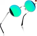 Produktbild: Joopin Klassische Runde Sonnenbrille Herren Polarisierte Retro Steampunk