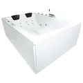 Produktbild: Basera® Classic Indoor Whirlpool Badewanne XXL Wave für 2 Personen mit 24 Massagedüsen, Wasserfall, LED-Ambiente, Touchpanel, Bluetooth und Radio (190 x 140 cm)