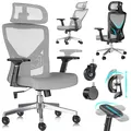 Produktbild: KESSER Bürostuhl mit verstellbaren Armlehnen Drehstuhl mit Lendenwirbelstütze Rückenschonend Schreibtischstuhl ergonomisch mit Kopfstütze Office Chair Wippfunktion bis 125° mit 5x Gummirollen
