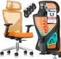 Produktbild: KESSER® Bürostuhl Ergonomisch mit verstellbaren Armlehnen | Drehstuhl mit Lendenwirbelstütze Rückenschonend | Schreibtischstuhl mit Kopfstütze | Office Chair Wippfunktion bis 125° mit 5X Gummirollen