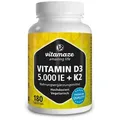 Produktbild: Vitamin D3 K2 5000 I.e./100 μg hochdosiert Tabl. 180 St