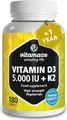 Produktbild: VITAMIN D3 K2 5000 I.E./100 µg hochdosiert Tabl. 180 St