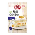 Produktbild: RUF Bio Blatt Gelatine klar, extra Gold Qualität, echte Bio Qualität aus EU Landwirtschaft, zur Verwendung in kalten und warmen Speisen, glutenfrei, 1x12 Blatt