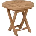 Produktbild: Zebra  Gartenbeistelltisch, Edelstahl, Teak, Holz, Metall, Teakholz, massiv, Hartholz, rund, X-Form, 50x45x50 cm, klappbar, Gartenmöbel, Gartentische, Beistelltische outdoor