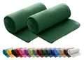 Produktbild: wometo 2er Set Polar Fleecedecke oekoTex 130x160 ca. 400g mit Anti-Pilling und Kettelrand dunkelgrün grün