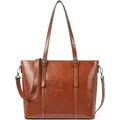 Produktbild: Damen Leder-Tasche 14 Zoll Laptop-Tasche, Tote-Bag, Braun