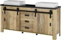 Produktbild: Home affaire Waschtisch SHERWOOD, Waschbeckenunterschrank inkl. Waschbecken (1-St), in 2 Farben verfügbar, Scheunentorbeschlag & Apothekergriff aus Metall