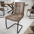 Produktbild: Industrial Freischwinger Stuhl MODENA vintage taupe Ziersteppung Esszimmerstuhl