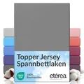 Produktbild: etérea Jersey Topper Spannbettlaken 140x200-160x200 cm Grau für 5-10 cm Steghöhe 100% Baumwolle - Oekotex Spannbetttuch Matratzen Bett Bezug - Bettlaken 140x200cm - 160x200cm Gray