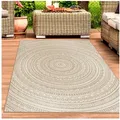 Produktbild: Carpetia Outdoorteppich Indoor- & Outdoor-Teppich Balkonteppich rund in Weiß & Beige, rund beige|weiß rund | 120 cm x 120 cm