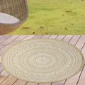 Produktbild: Indoor- & Outdoor-Teppich Balkonteppich rund in Weiß & Beige – Modern