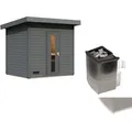 Produktbild: Karibu Saunahaus 38mm Melo 3 Ofen 9 kW integr. Strg terragrau
