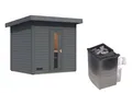 Produktbild: Karibu Saunahaus 38mm Melo 3 Ofen 9 kW integr. Strg terragrau Saunakabine