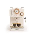 Produktbild: CREATE / THERA MATT RETRO/Espressomaschine Cremeweiß Matt und Holz/Halbautomatisch, mit einer 15 bar Druckpumpe und 1100W, 1,25L Wasserbehälter, für gemahlenen Kaffee, 55 mm. ESE- Pads