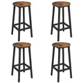 Produktbild: VASAGLE Barhocker, 4er Set Barstuhl, Küchenstühle mit Stahlgestell, Höhe 65 cm, rund, einfache Montage, Industrie-Design, vintagebraun-schwarz LBC232B01