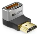 Produktbild: deleyCON HDMI Adapter Kupplung Verbinder 90° Winkel 8K@60Hz / 4K@120Hz UHD 7680x4320 Aluminium HDMI 2.1 ARC HDR10+ Dolby Vision VRR ALLM 48Gbps 90° Gewinkelt Grau Schwarz