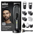 Produktbild: Braun All-In-One Trimmer-Set 7, 17-in-1 Multigroom, Barttrimmer, Nasenhaartrimmer, Haarschneidemaschine für Gesicht, Kopf und Körper, 100 Min Akku, 14 Längen (3–21 mm), Wasserdicht, MGK7491, Schwarz