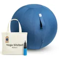 Produktbild: Backerz Sitzball Büro Ergonomisch 55 cm, Ergonomische Sitzmöbel für Büro und Heimbüro, Langlebiger Stoff, Gymnastikball - Fitness-Ball, Ballstuhl mit Ballauflage - Waschbarer Leinenbezug - Dunkelblau