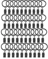 Produktbild: Vorhangstangenring-Clips, 40 Stück Vorhang Clip Gardinenstange 35mm Vorhang Clips Aufhänger-Clips mit Ösen von Gardinen in Küche, Bad, Schlafzimmer, Wohnzimmer, Balkon (Schwarz )
