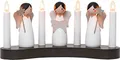 Produktbild: Weihnachtsdeko Angel Choir von Star Trading, Kerzenständer mit 4 Glühbirnen E10 warmweiß, Weihnachtsfigur, Engel aus Holz, Kabelschalter, Länge: 31 cm