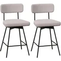 Produktbild: Costway 2er Set Barhocker Drehbar mit Rückenlehne & Fußstütze Beige