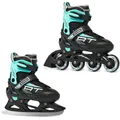 Produktbild: RAVEN Profession 2in1 Schlittschuhe Inlineskates Inliner für Kinder und Erwachsene verstellbar (Black/Mint, 38-42 (25cm-27,5cm))