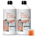 Produktbild: REAVET Lachsöl Hunde 2 x1 Liter, Omega 3 & 6 Barf Öl Hund Hochdosiertes Fischöl