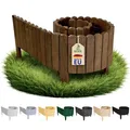 Produktbild: Floranica Rasenkante Holz Flexible Beeteinfassung 20 x 200 cm Dunkelbraun Rollborder Holzzaun Gartenzaun Palisade Rollzaun für Garten