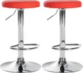 Produktbild: CLP 2er Set Barhocker Ponte Kunstleder höhenverstellbar und drehbar,rot Metall in Chromoptik