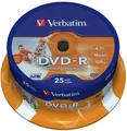 Produktbild: Verbatim DVD-Rohlinge DVD-R 4,7GB 16X 25er SP Printabl 25 Stüc