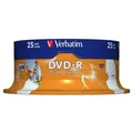 Produktbild: 25x Verbatim DVD-R Rohlinge 4,7GB 16x Schreiben bedruckbar Spindel Cakebox
