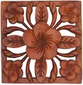 Produktbild: GURU SHOP Geschnitztes Wandbild Deko Wandrelief - Blume, 18x18x2 cm