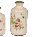 Produktbild: Dekovase VINTAGE ROMANTIK mit Rosendekor H. 21cm weiß rosa braun Formano S25