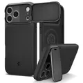 Produktbild: Spigen iPhone 17 Pro Hülle [Kamera-Schutz][2025 Upgrade] Optik Armor MagFit Case mit Metall-Ständer Kompatibel mit MagSafe –Schwarz