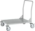 Produktbild: Kongamek Edelstahl- Plattformwagen rostfrei mit Schiebegriff, 1 Etage 800x500mm Gummibereifung und Bremse