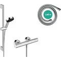 Produktbild: hansgrohe Pulsify Select S Brauseset 105, 3jet Relaxation, Ecostat Element, EcoSmart, Brausestange 650mm, 24272000, Farbe: Chrom