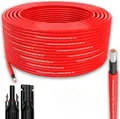 Produktbild: Solarkabel Solarleitung 25m 6mm² Photovoltaik PV Kabel  + 10 Stecker Rot