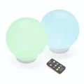 Produktbild: esotec Solar Leuchtkugelset multicolor, 2er Set, schwimmend, Akku, Fernbedienung, mehrere Funktionen, runde schwimmfähige Lichtkugel, Gartenkugel, Solarkugel, 8 Lichtfarben, wetterfest, outdoor 102130