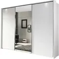 Produktbild: Schwebetürenschrank - weiß-alufarben - mit Spiegel - 271x210 cm