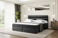 Produktbild: ALTDECOR Boxspringbett mit H3 Matratze und Topper - 180 x 200 cm - CELESTIA - Schwarz Kunstleder - Polsterbett mit Bettkasten und Lattenrost, Bett mit Stauraum