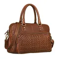 Produktbild: STILORD Elena Vintage Handtasche Damen Umhängetasche geflochten Elegante Ledertasche Shopping Ausgehen weiches Leder Farbe:Cognac - braun