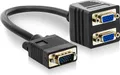 Produktbild: deleyCON S-VGA Y-Adapter Kabel Verteiler - S-VGA Stecker zu 2X S-VGA Buchse - EIN Signal an 2 Monitore - vergoldete Steckkontakte