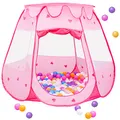 Produktbild: LittleTom Bällebad Mädchen - 300 Bälle - 120x120x90 Kinderzelt für Drinnen & Draußen Spielzelt Mädchen Bällebad Baby Zelt Deko Kinderzimmer Baby Spielecke Indoor Spielplatz Spielzelt Kinder Spiel Haus