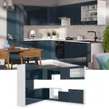 Produktbild: Eckküche Fame-Line Weiß Dunkelblau Hochglanz 287x227 cm ohne Arbeitsplatte Vicco
